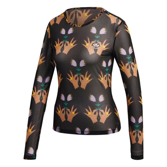 Adidas Originals Women's All Over Print AOP Floral Sheer Top Size Small - Picture 4 of 14